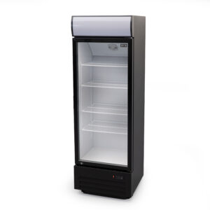 HCB Glass door refrigerator with light box - 278 liters - black - 230V