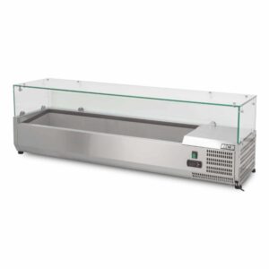 HCB Mounted refrigerated display case - Saladière with glass - 6 x 1/3 GN - 140 cm - stainless steel