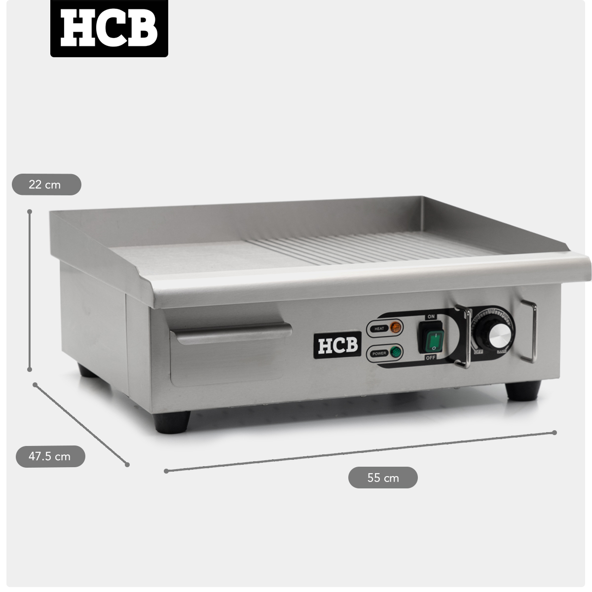 HCB Baking tray - 1/2 ribbed - 55 cm - 230V - stainless steel - Image 7