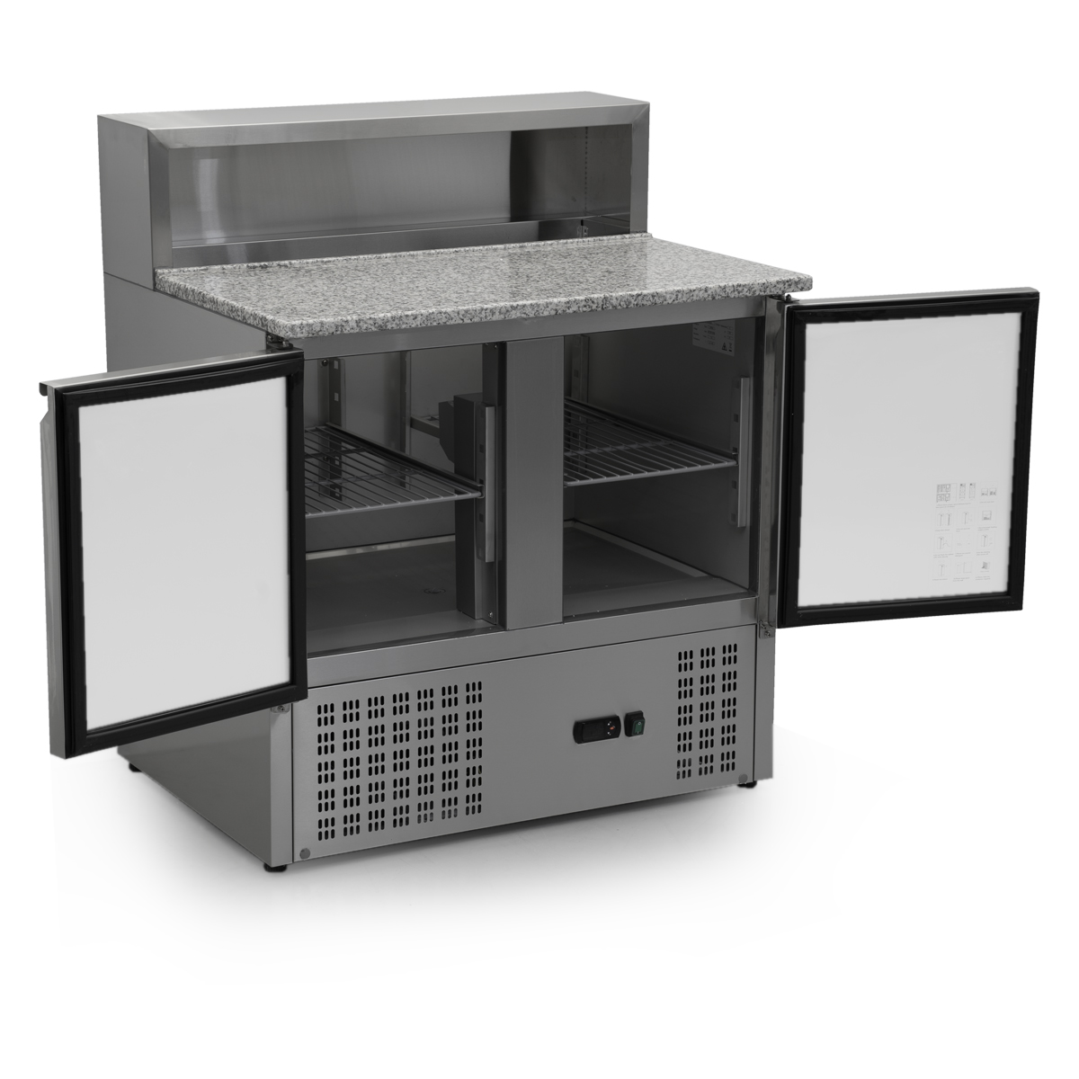 HCB Pizza workbench - folding doors - 90 cm - 390 liters - 230V - stainless steel