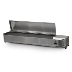 HCB Mounted refrigerated display case - Saladière with flap - 8 x 1/4 GN - 160 cm - stainless steel