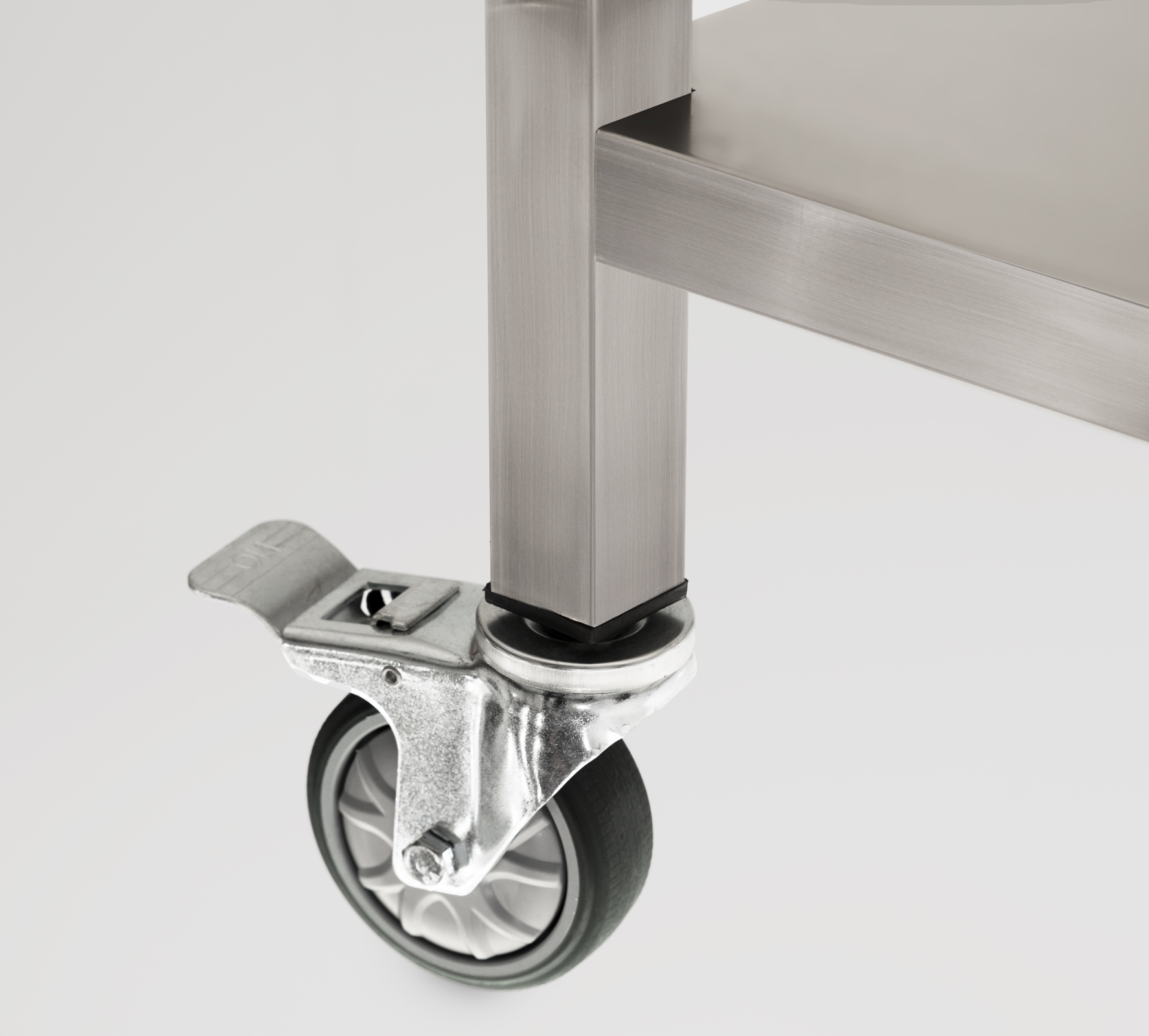 HCB Basic-line Work Table - with undershelf - 100 x 70 x 85 cm - mobile - stainless steel