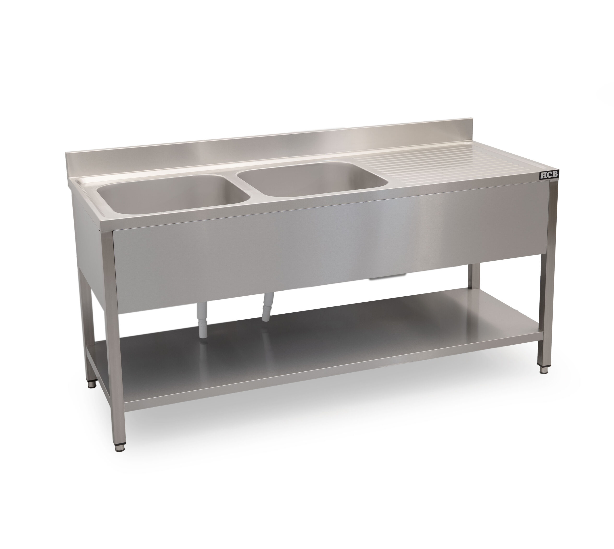 HCB Sink table - double sinks left - 180 cm - stainless steel