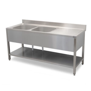 HCB Sink table - double sinks left - 180 cm - stainless steel