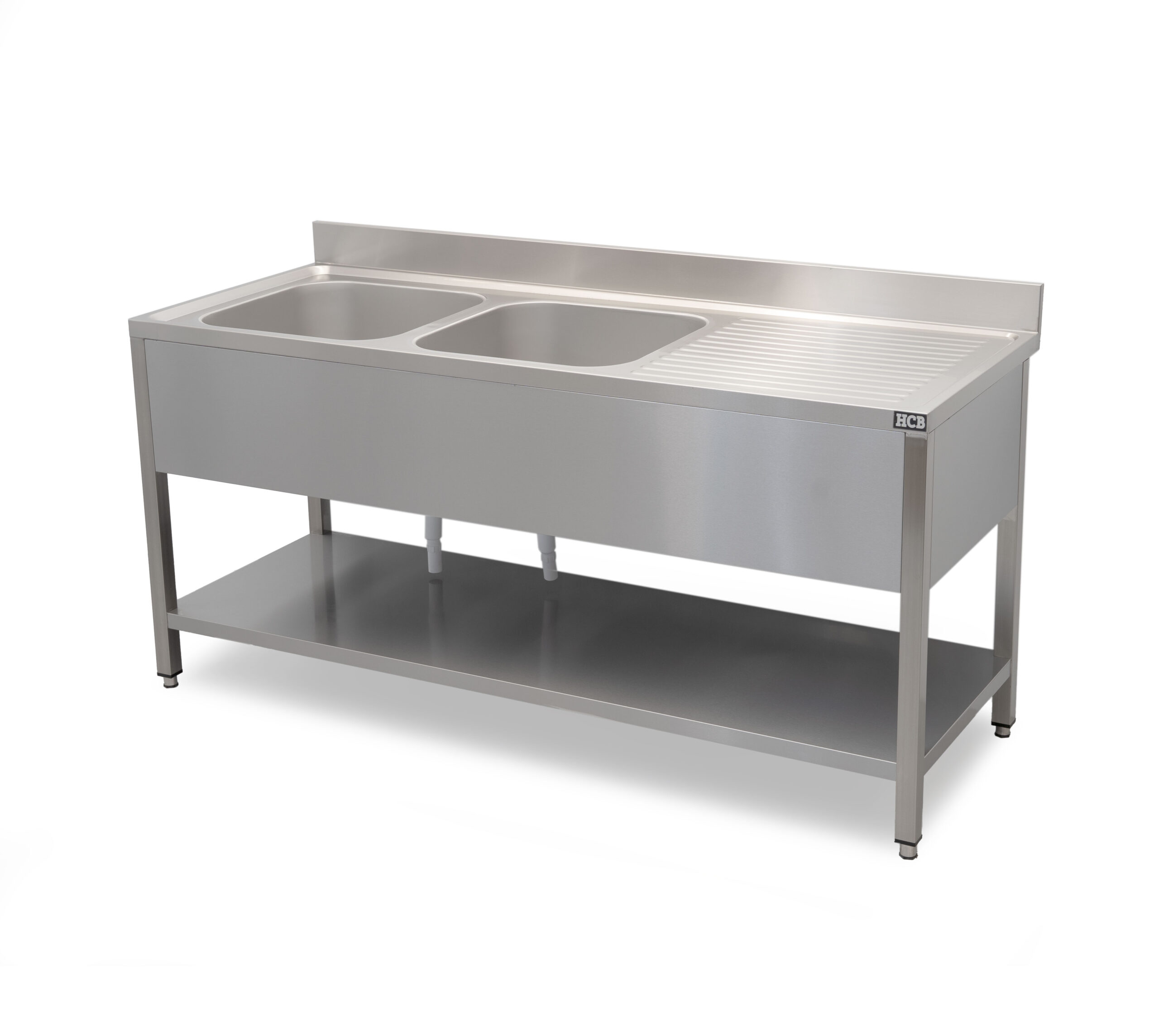 HCB Sink table - double sinks left - 180 cm - stainless steel