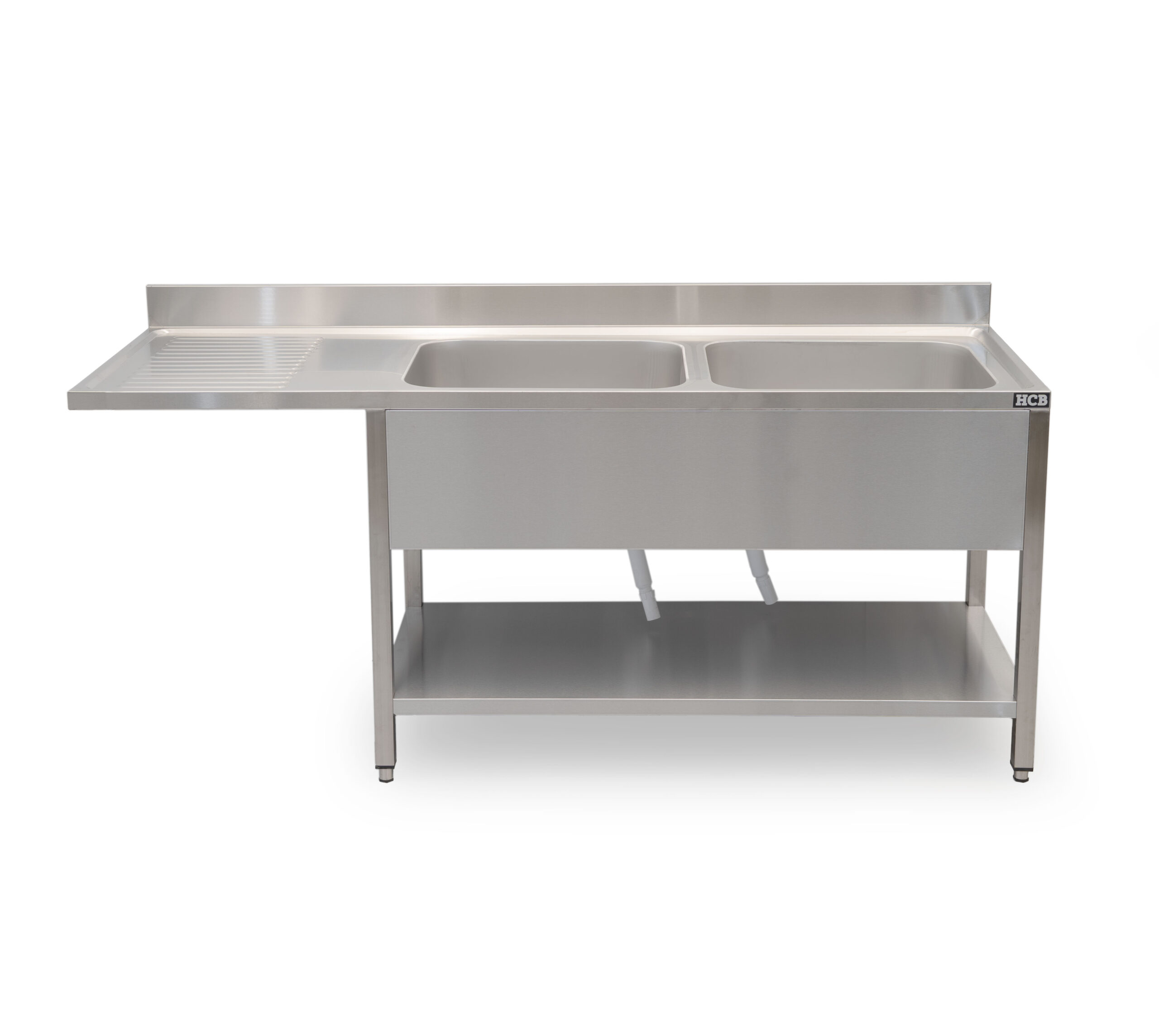 HCB Sink table - double sinks right - 200 cm - stainless steel