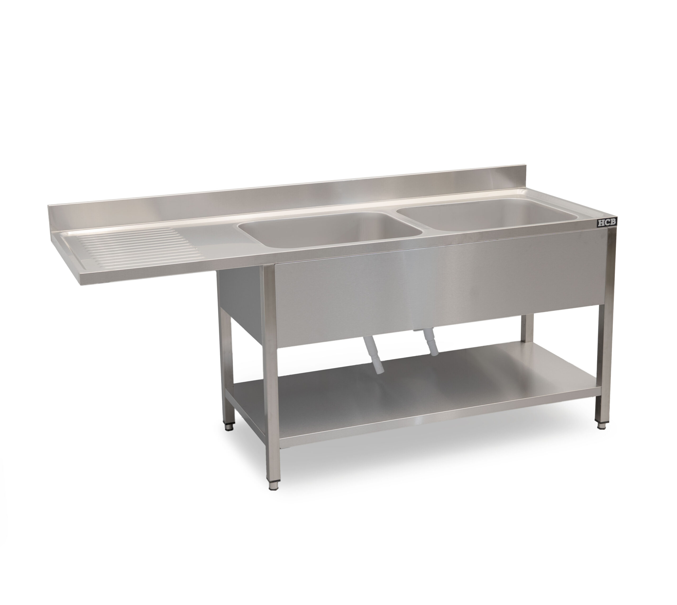 HCB Sink table - double sinks right - 200 cm - stainless steel
