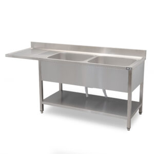 HCB Sink table - double sinks right - 200 cm - stainless steel