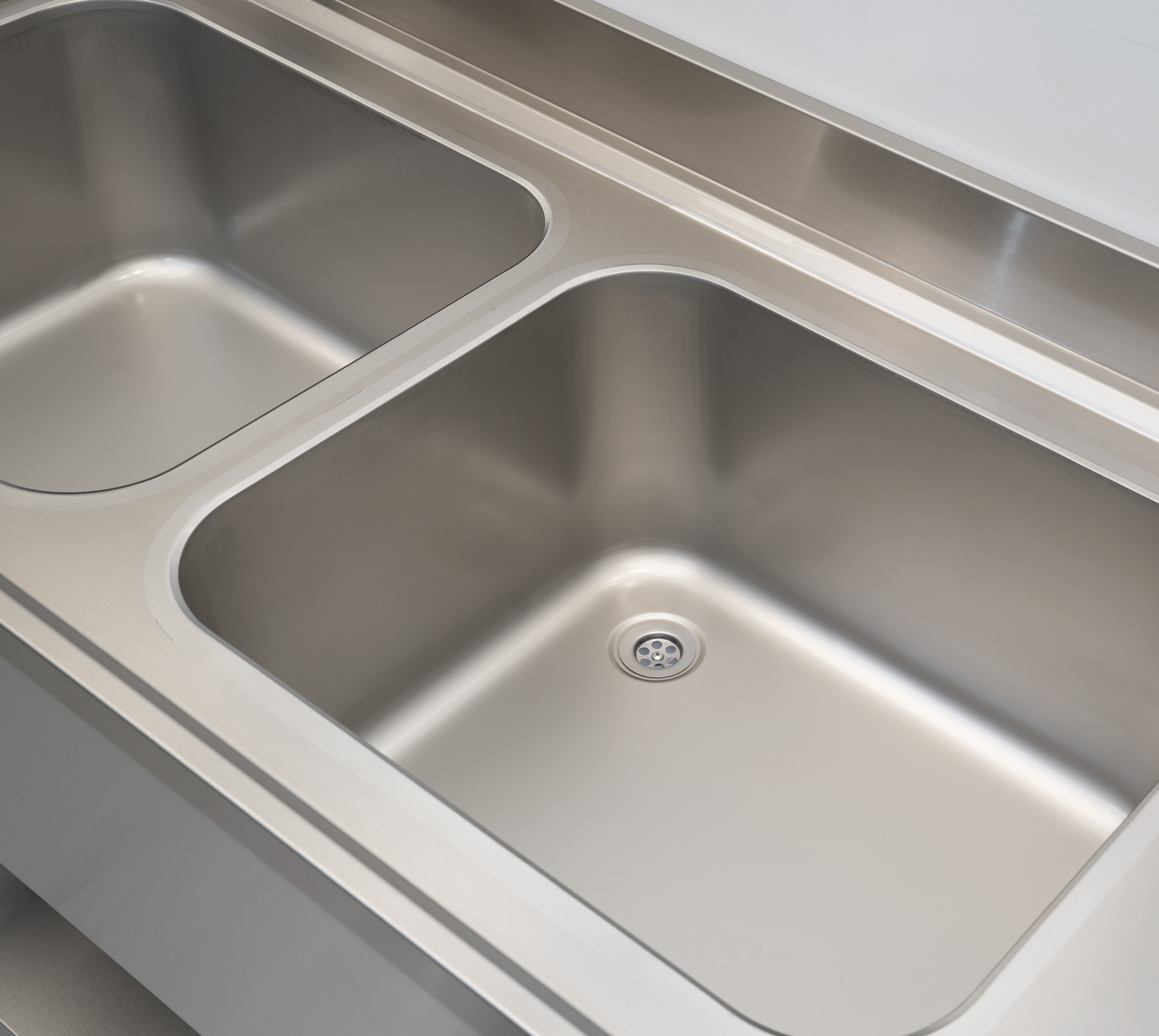 HCB Sink table - double sinks right - 200 cm - stainless steel