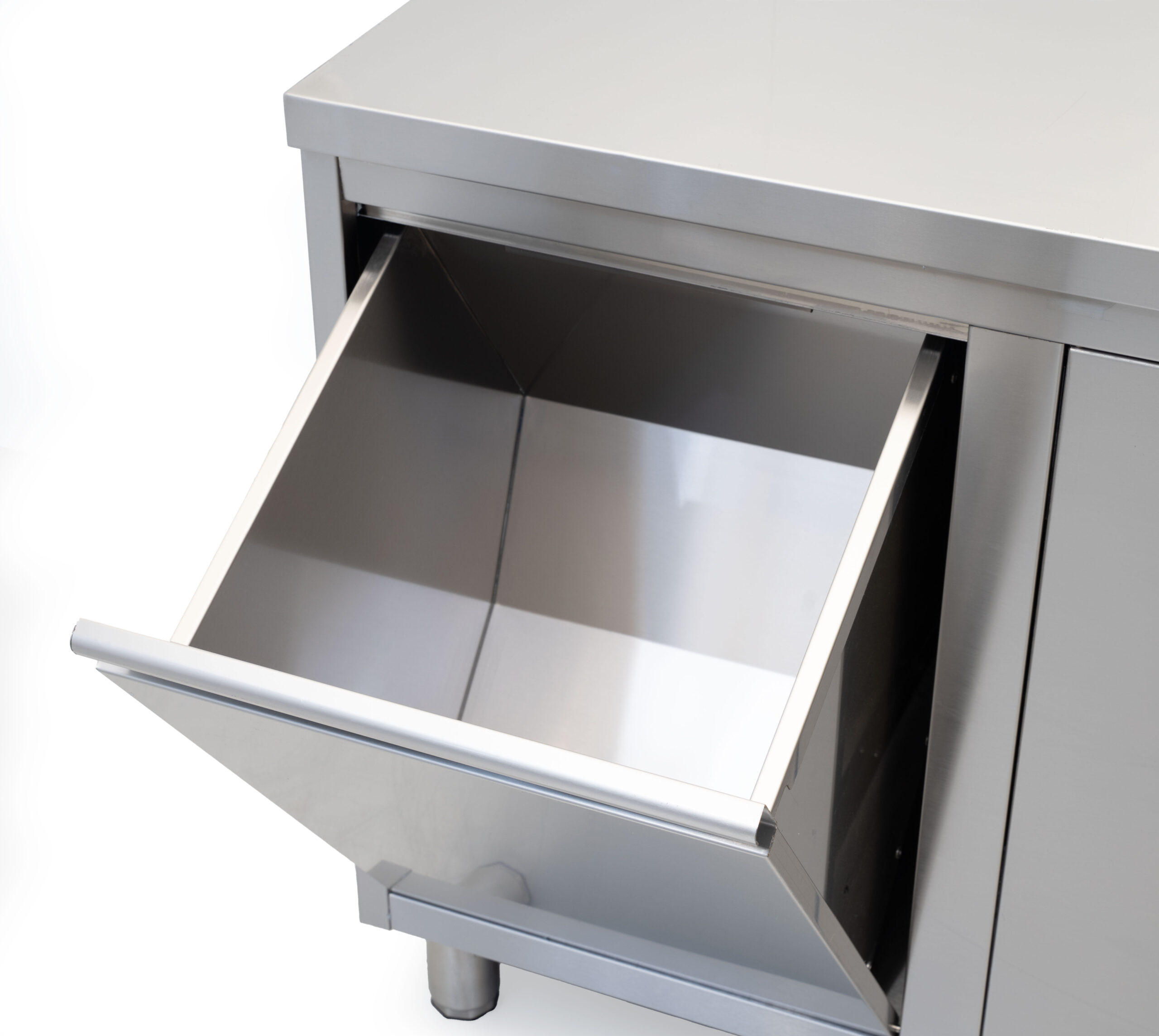HCB Work cabinet - folding door - 3 drawers - waste bin - 160 cm - stainless steel