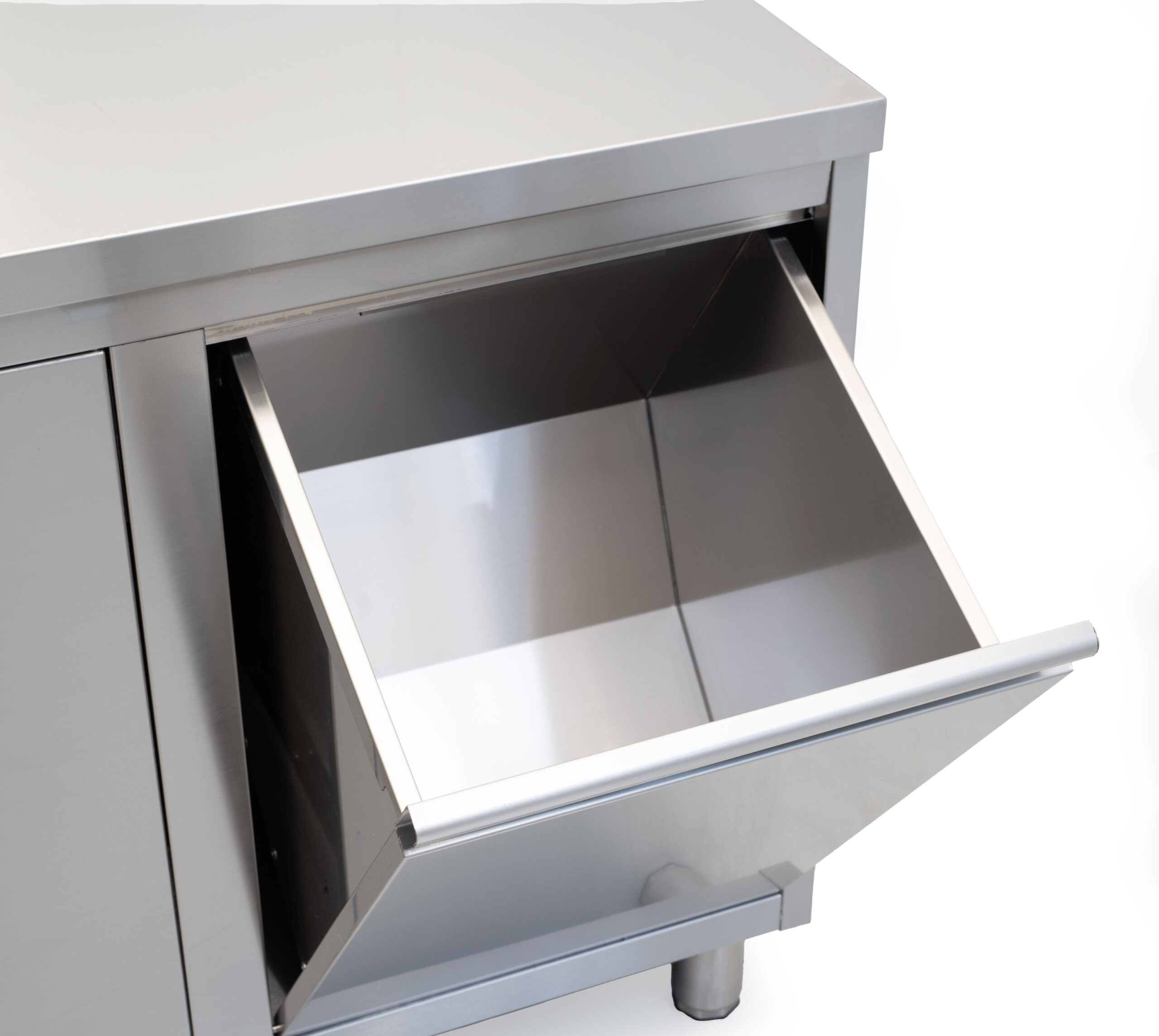 HCB Work cabinet - folding door - 3 drawers - waste bin - 160 cm - stainless steel