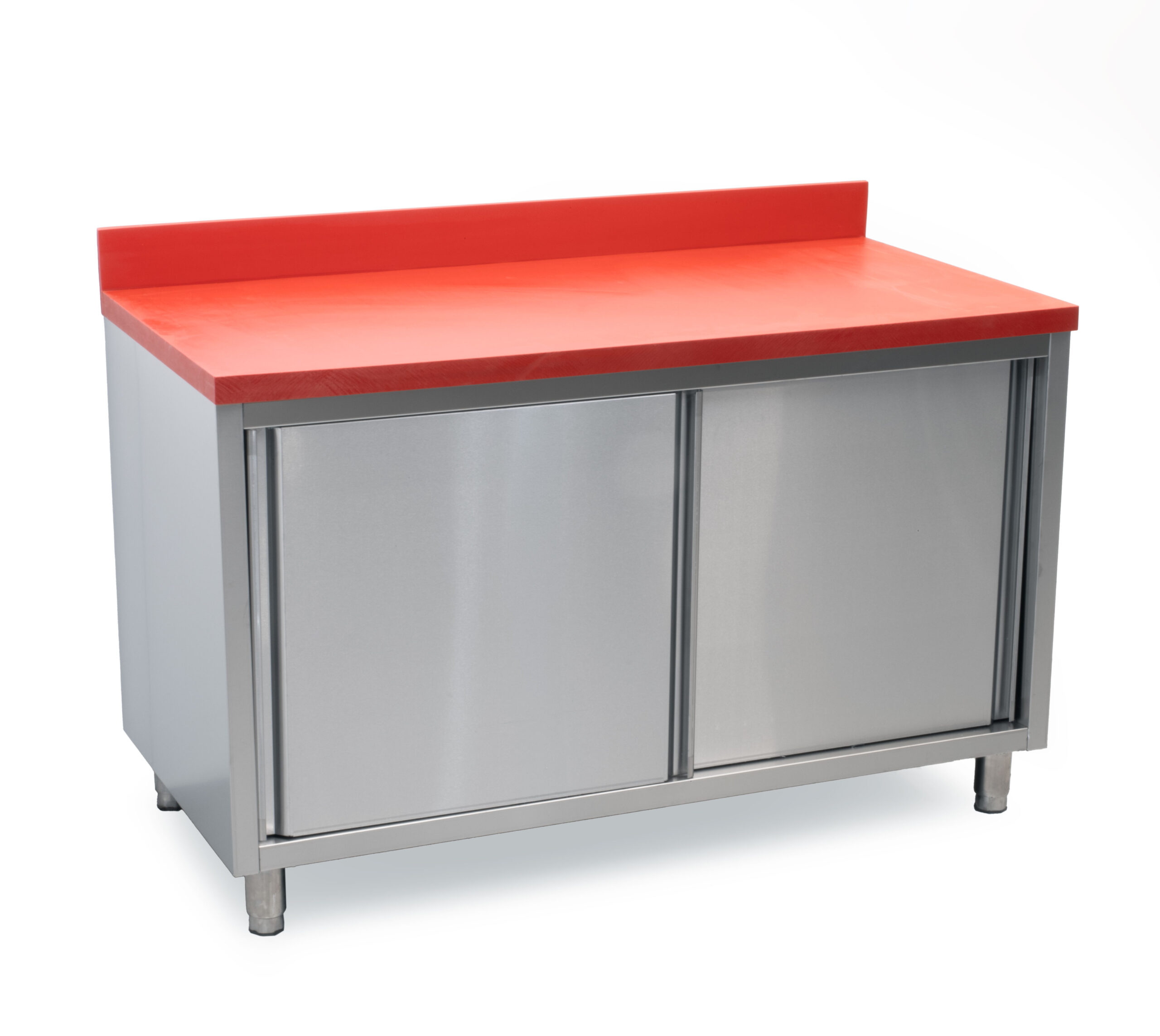 HCB Work cabinet - cutting table - sliding doors - 140 cm - stainless steel - Polyethylene