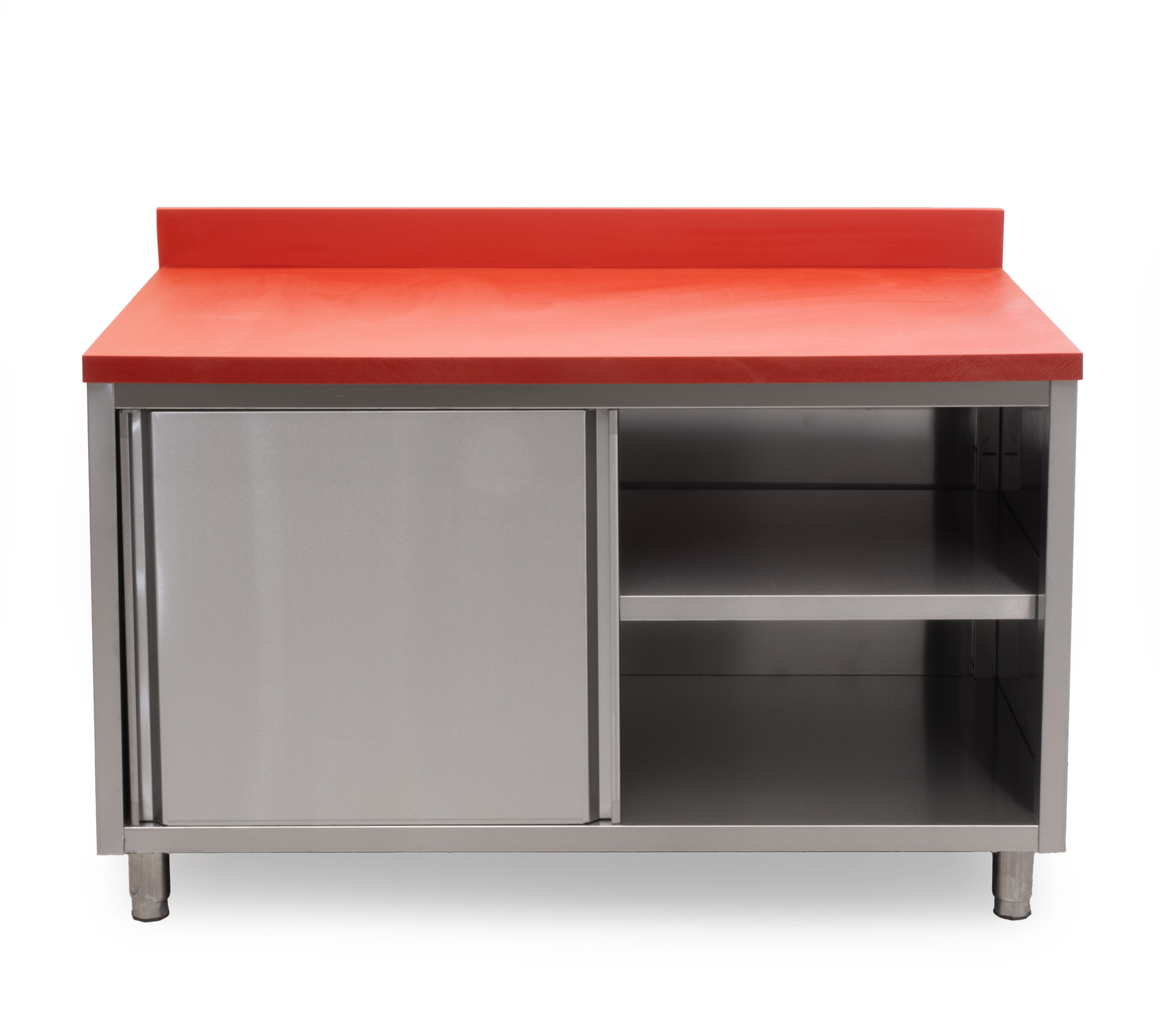 HCB Work cabinet - cutting table - sliding doors - 140 cm - stainless steel - Polyethylene