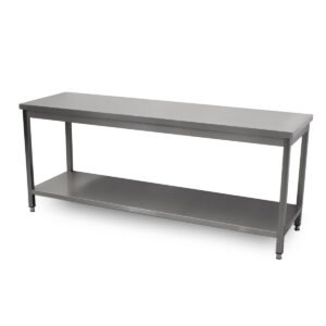 HCB Basic-line Work Table - with undershelf - 200 x 60 x 85 cm - stainless steel
