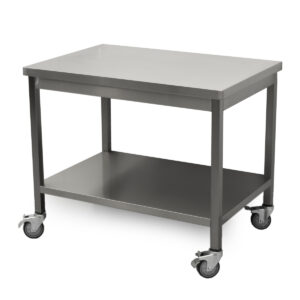 HCB Basic-line Work Table - with undershelf - 100 x 70 x 85 cm - mobile - stainless steel
