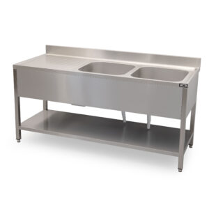 HCB Sink table - double sinks right - 180 cm - stainless steel