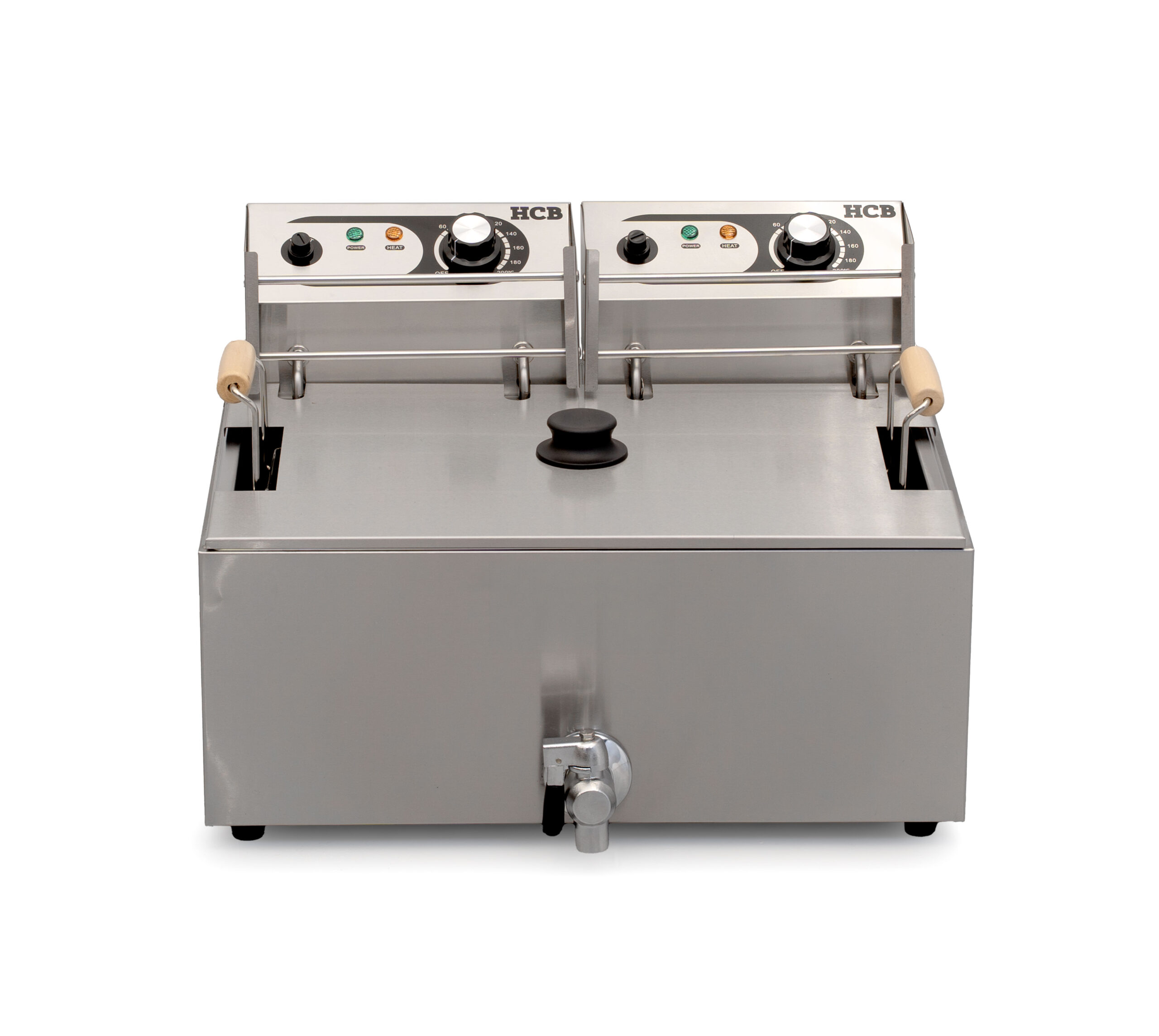 HCB Oliebollen Fryer - 14 liters - drain valve - 2 x 230V - stainless steel