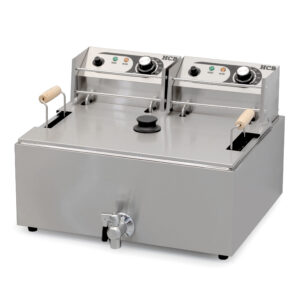 HCB Oliebollen Fryer - 14 liters - drain valve - 2 x 230V - stainless steel
