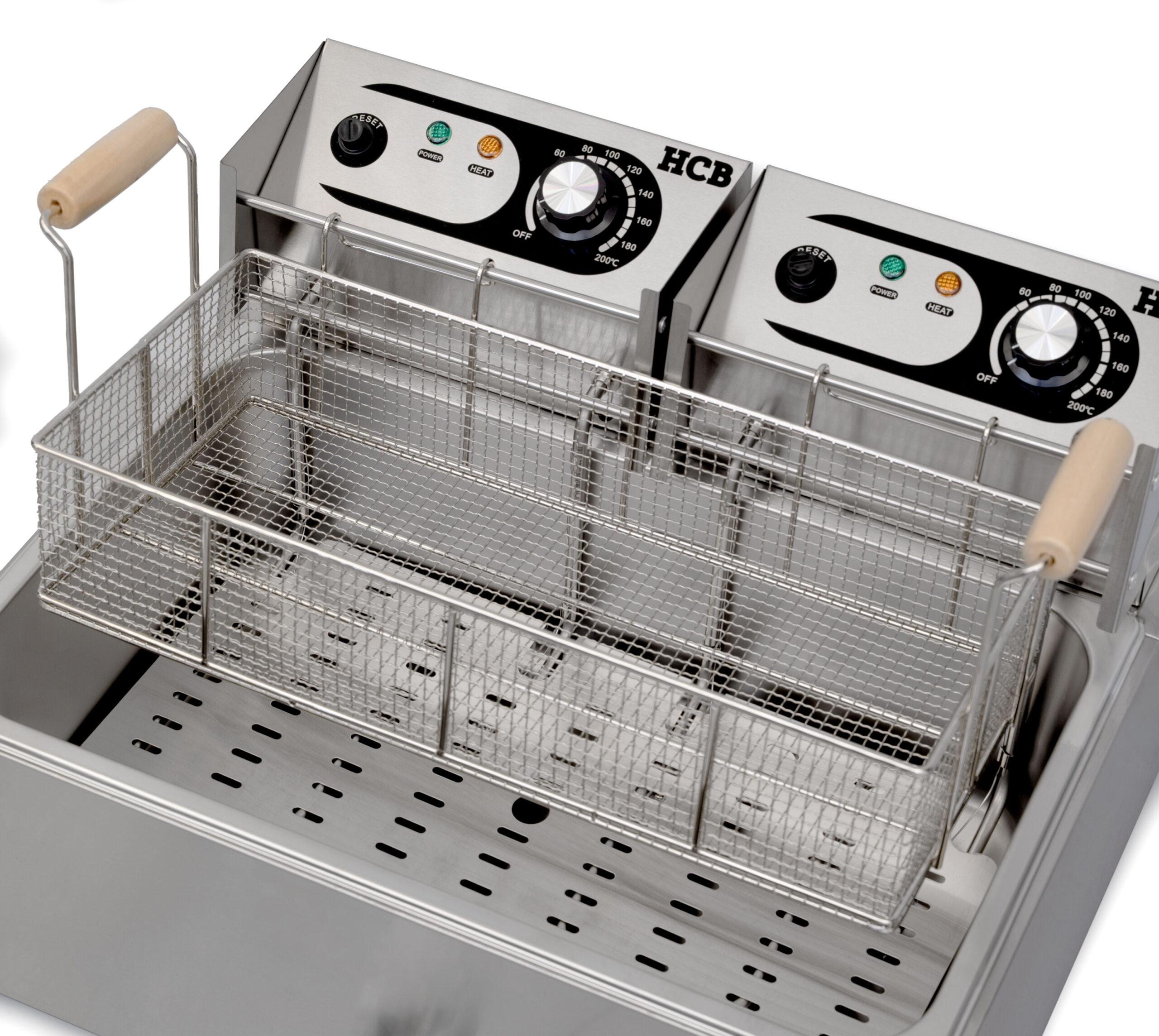 HCB Oliebollen Fryer - 14 liters - drain valve - 2 x 230V - stainless steel
