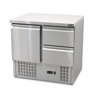 HCB Basic-line Refrigerated Workbench - 2 drawers - 1 door - 90 cm - 230V - stainless steel