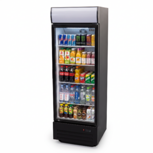HCB Glass-Door Refrigerator with Lighted Display - 289 liters - black - 230V