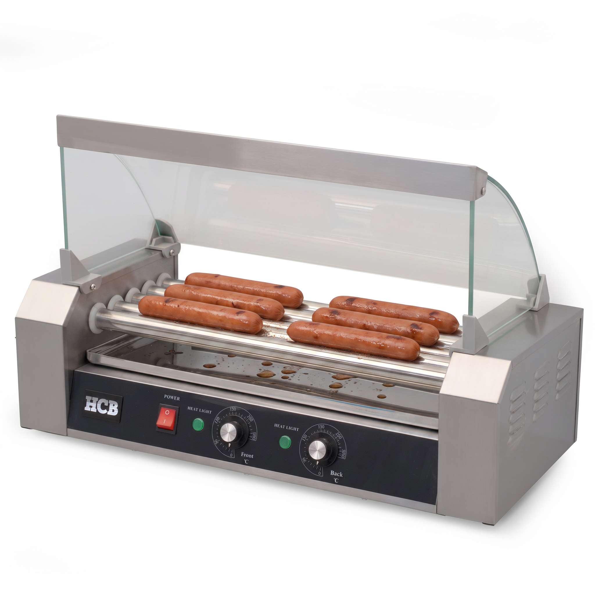 HCB Sausage Grill - Hot Dog Roller - 5 Rolls - Stainless Steel - 230V