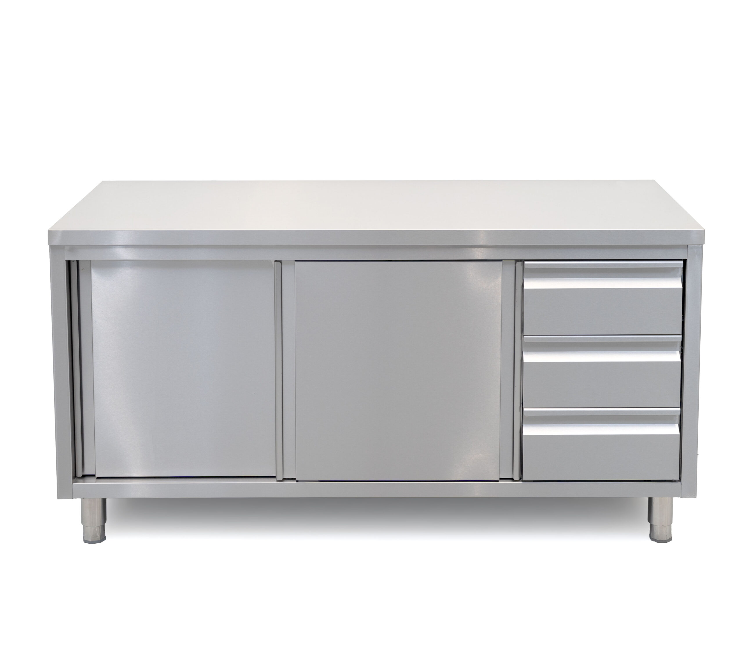 HCB Work cabinet - sliding doors - 3 drawers - 160 cm - stainless steel