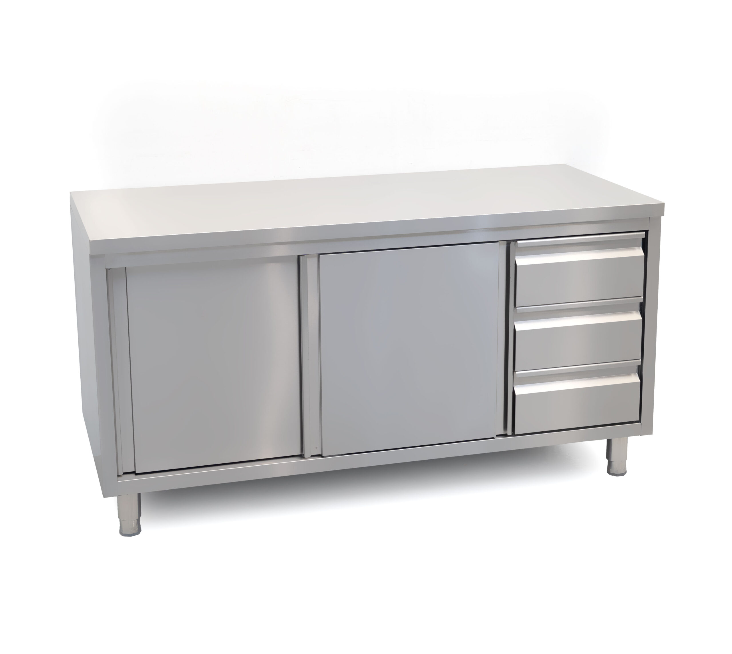 HCB Work cabinet - sliding doors - 3 drawers - 160 cm - stainless steel