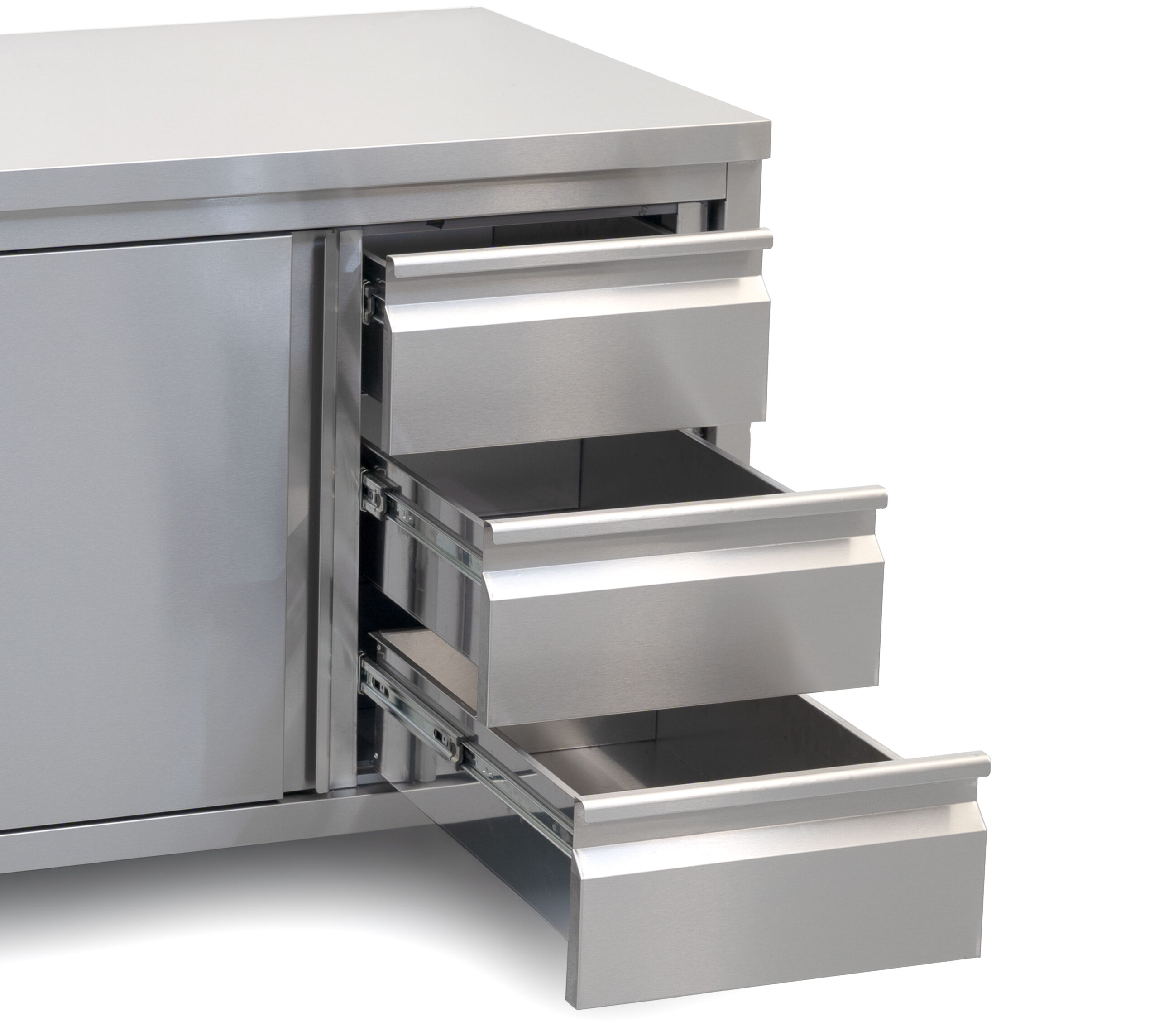 HCB Work cabinet - sliding doors - 3 drawers - 160 cm - stainless steel