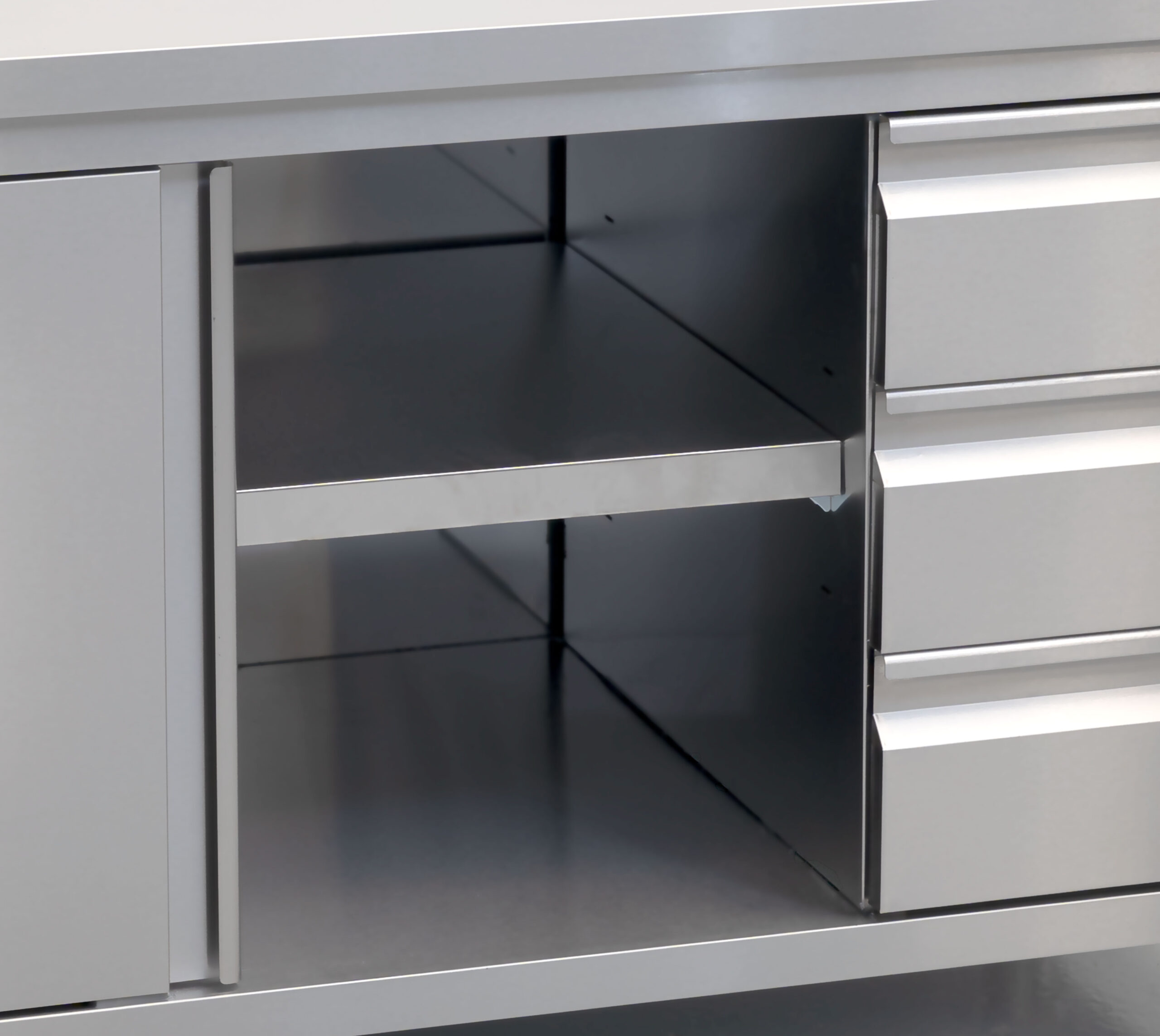 HCB Work cabinet - sliding doors - 3 drawers - 160 cm - stainless steel