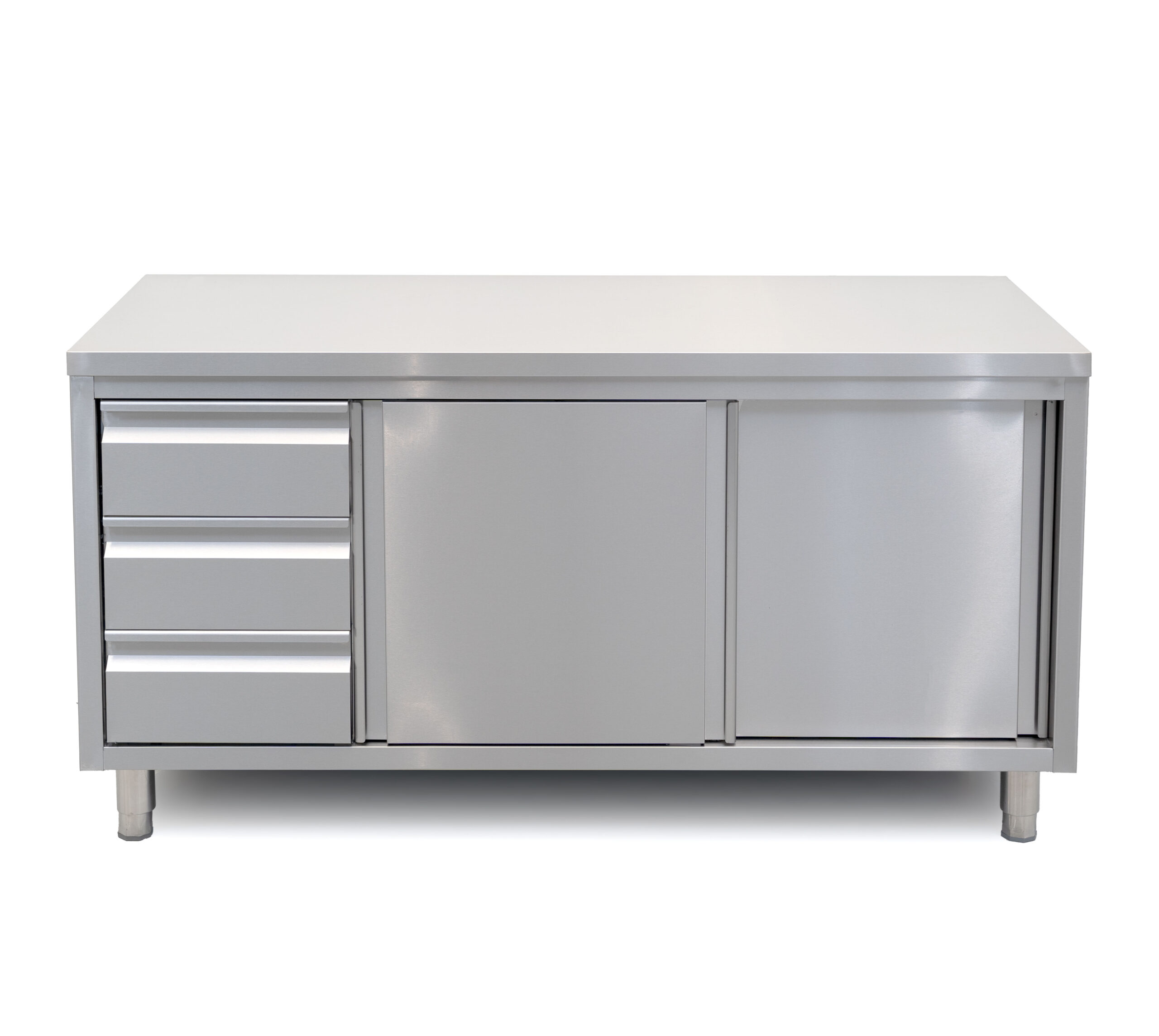 HCB Work cabinet - sliding doors - 3 drawers - 160 cm - stainless steel