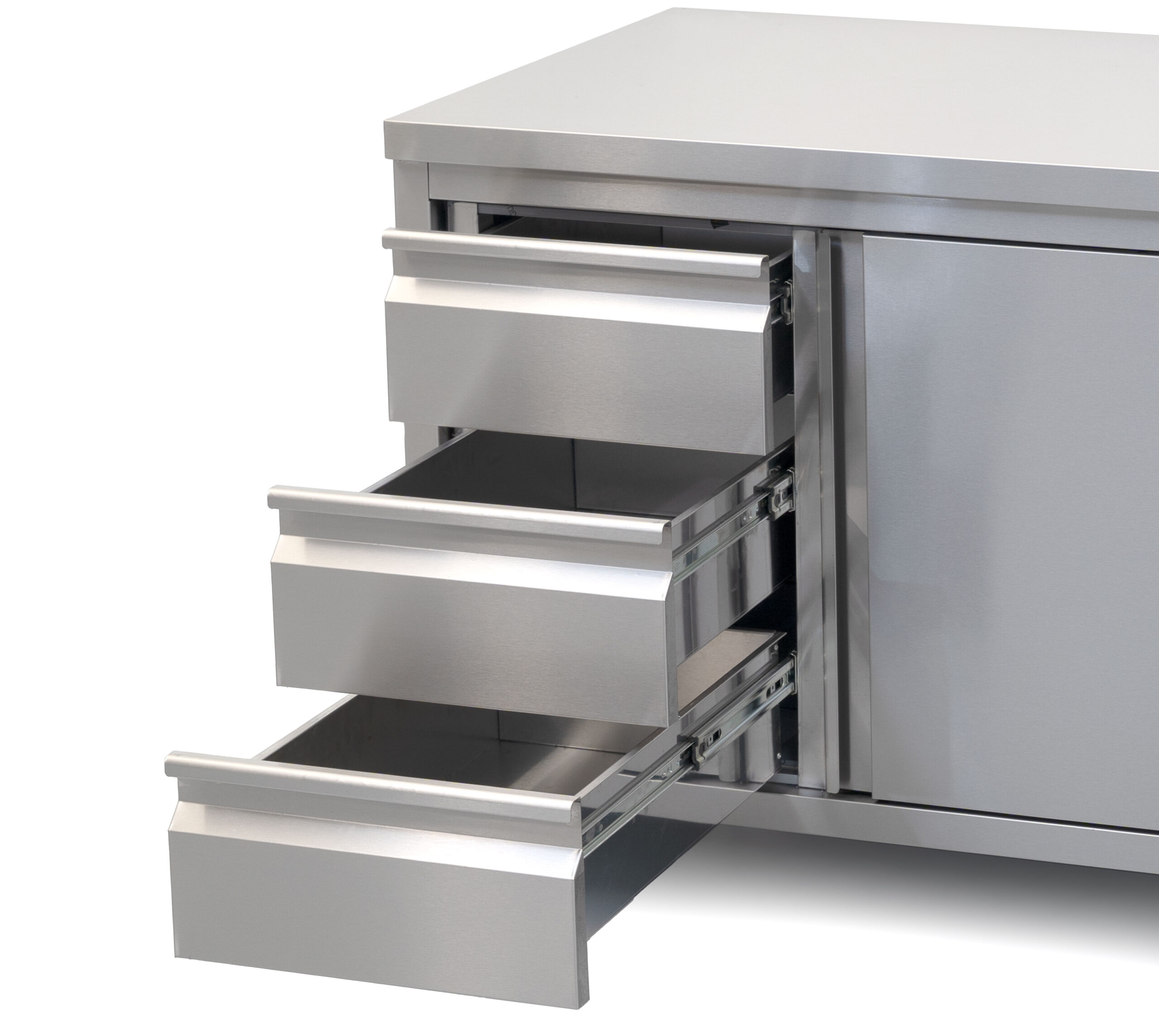 HCB Work cabinet - sliding doors - 3 drawers - 160 cm - stainless steel