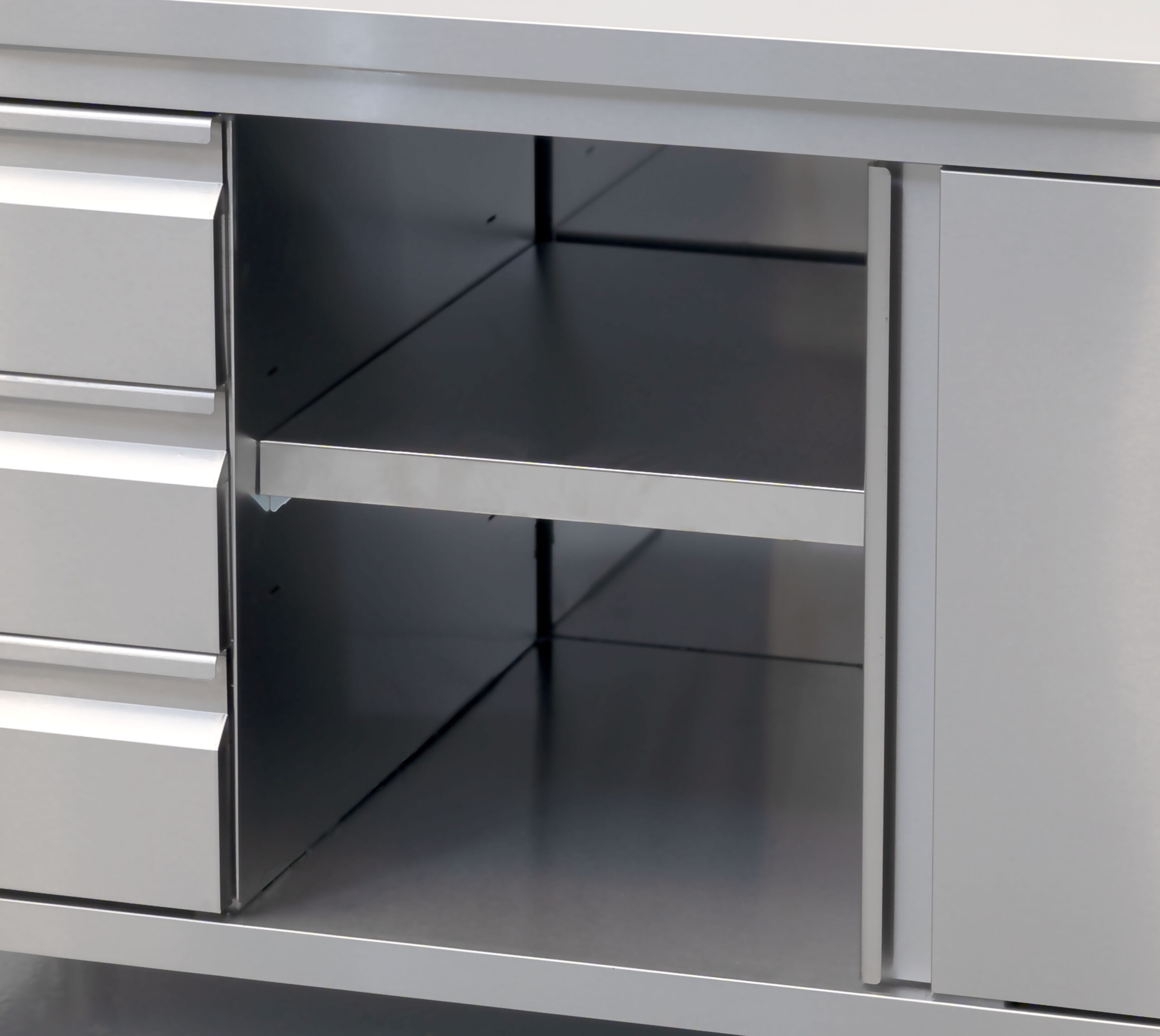 HCB Work cabinet - sliding doors - 3 drawers - 160 cm - stainless steel