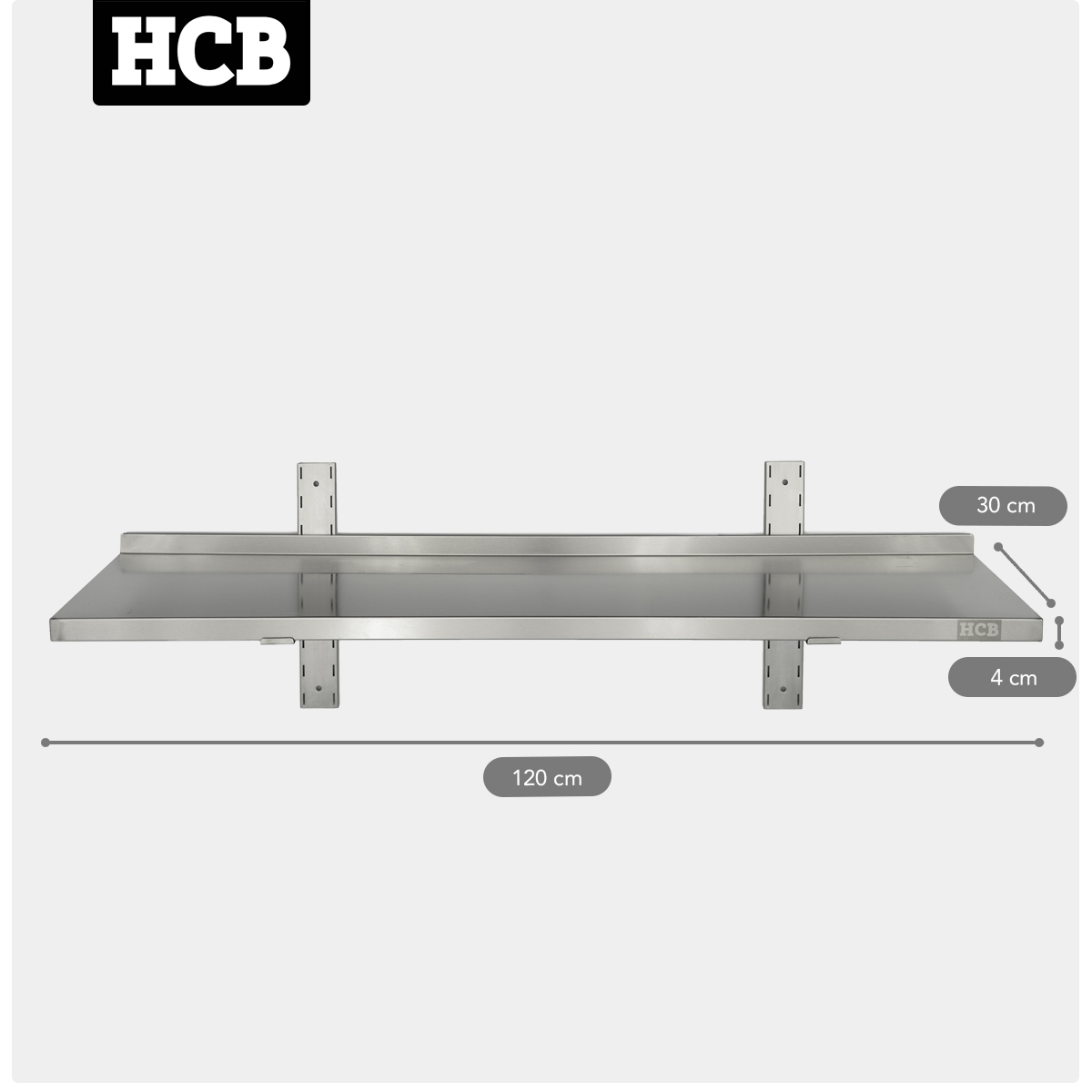 HCB Wall Shelf - 120 x 30 cm - stainless steel