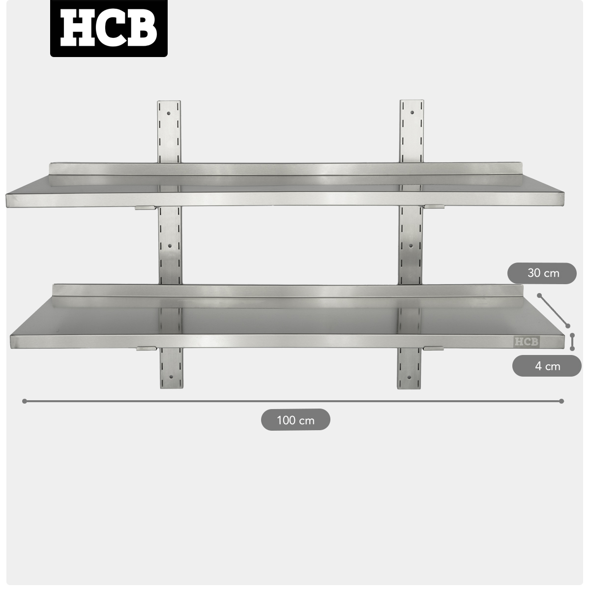 HCB Double wall shelf - 100 x 30 cm - stainless steel