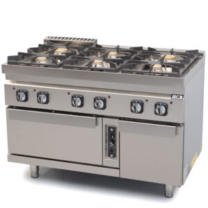 HCB Gas Stove with Oven - 70S - 6 burners - 50.5 kW - natural gas - stainless steel