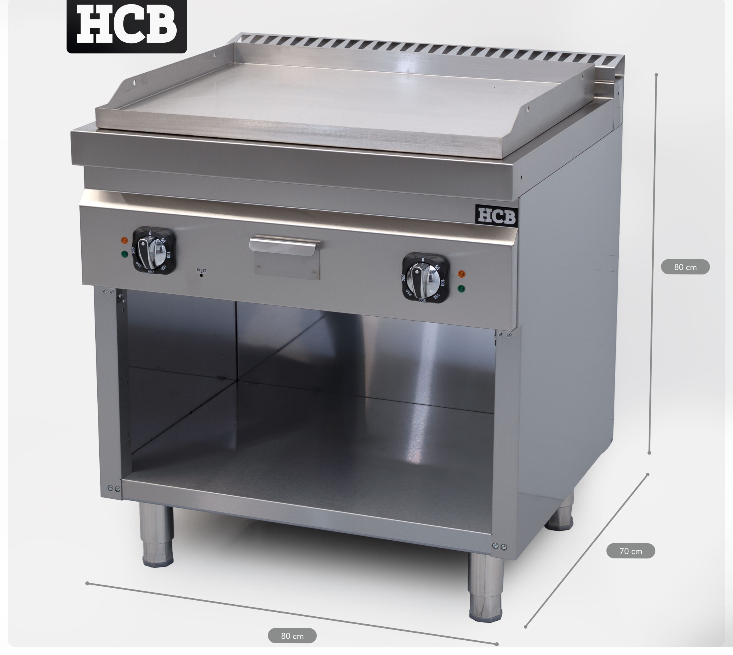 HCB Griddle - 70S - Smooth - 9 kW - 80 cm - 400V - Stainless Steel