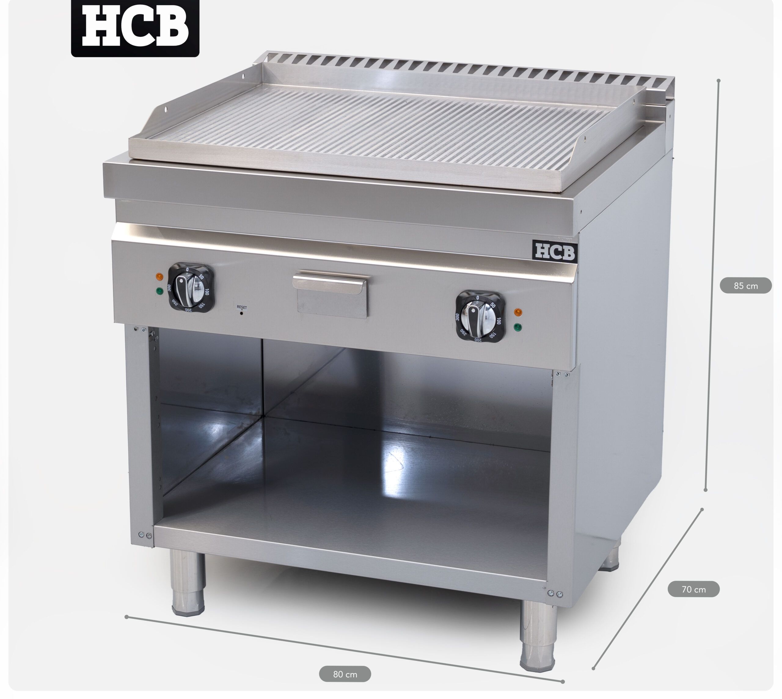 HCB Baking Sheet - 70S - ribbed - 9 kW - 80 cm - 400V - stainless steel