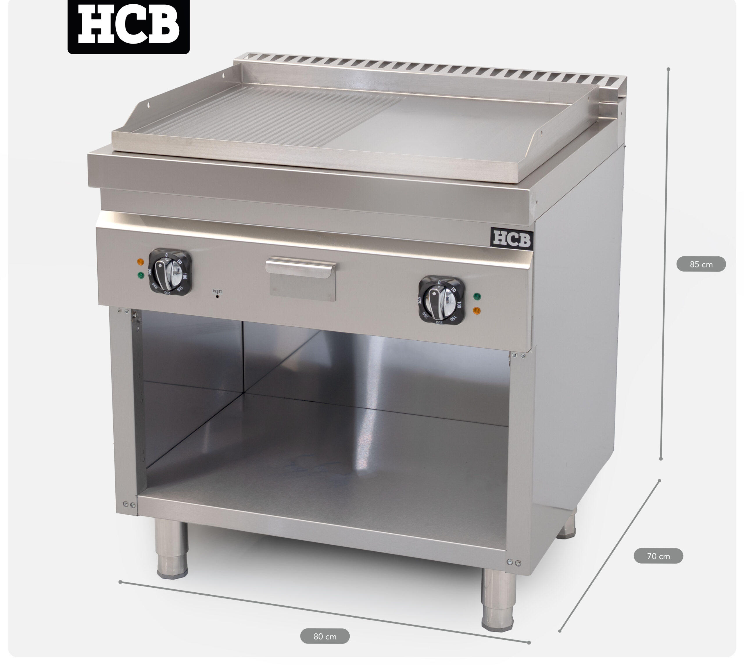 HCB Griddle - 70S - smooth/ribbed - 9 kW - 80 cm - 400V - stainless steel