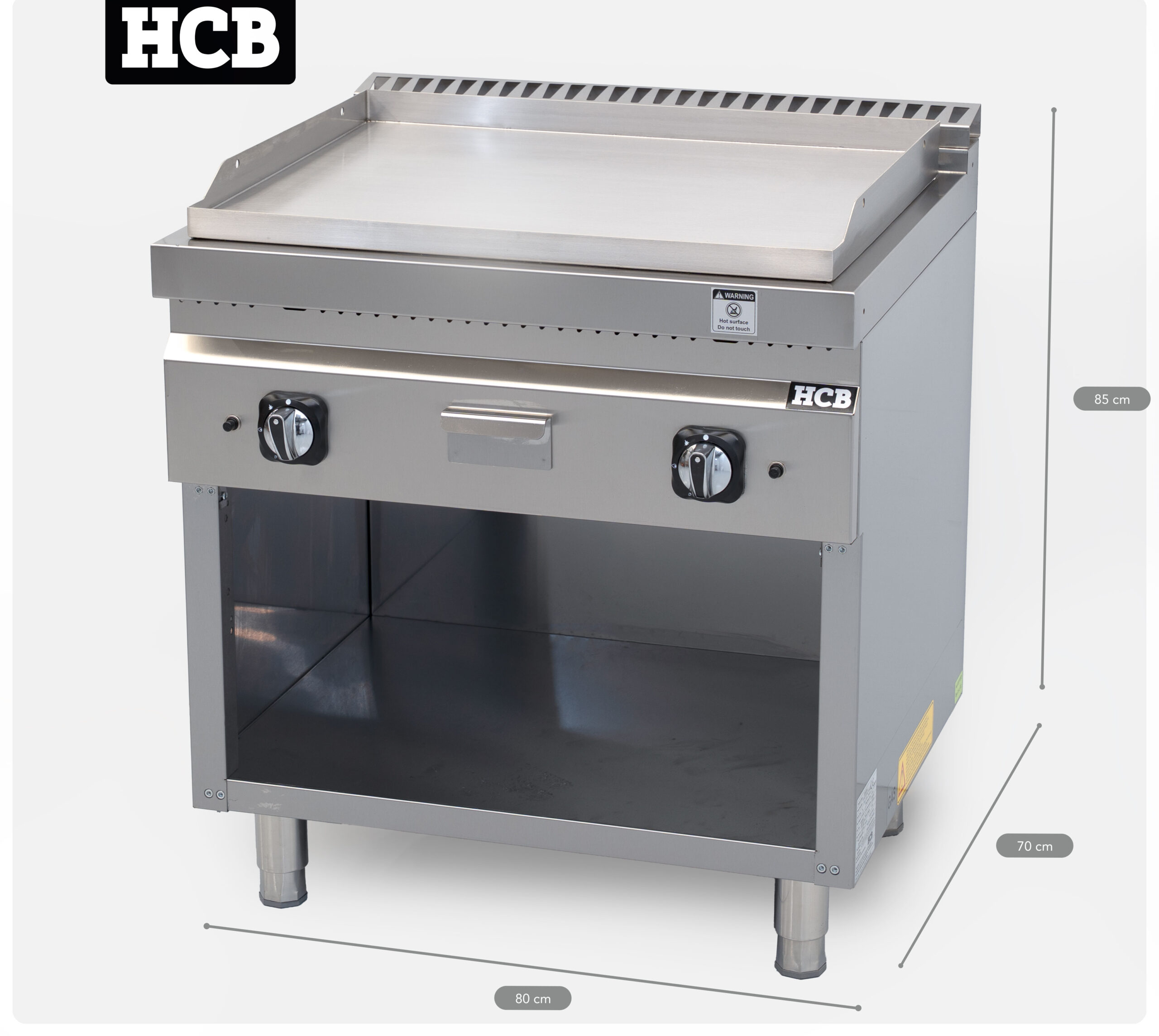 HCB Griddle - 70S - smooth - 13 kW - 80 cm - natural gas - stainless steel