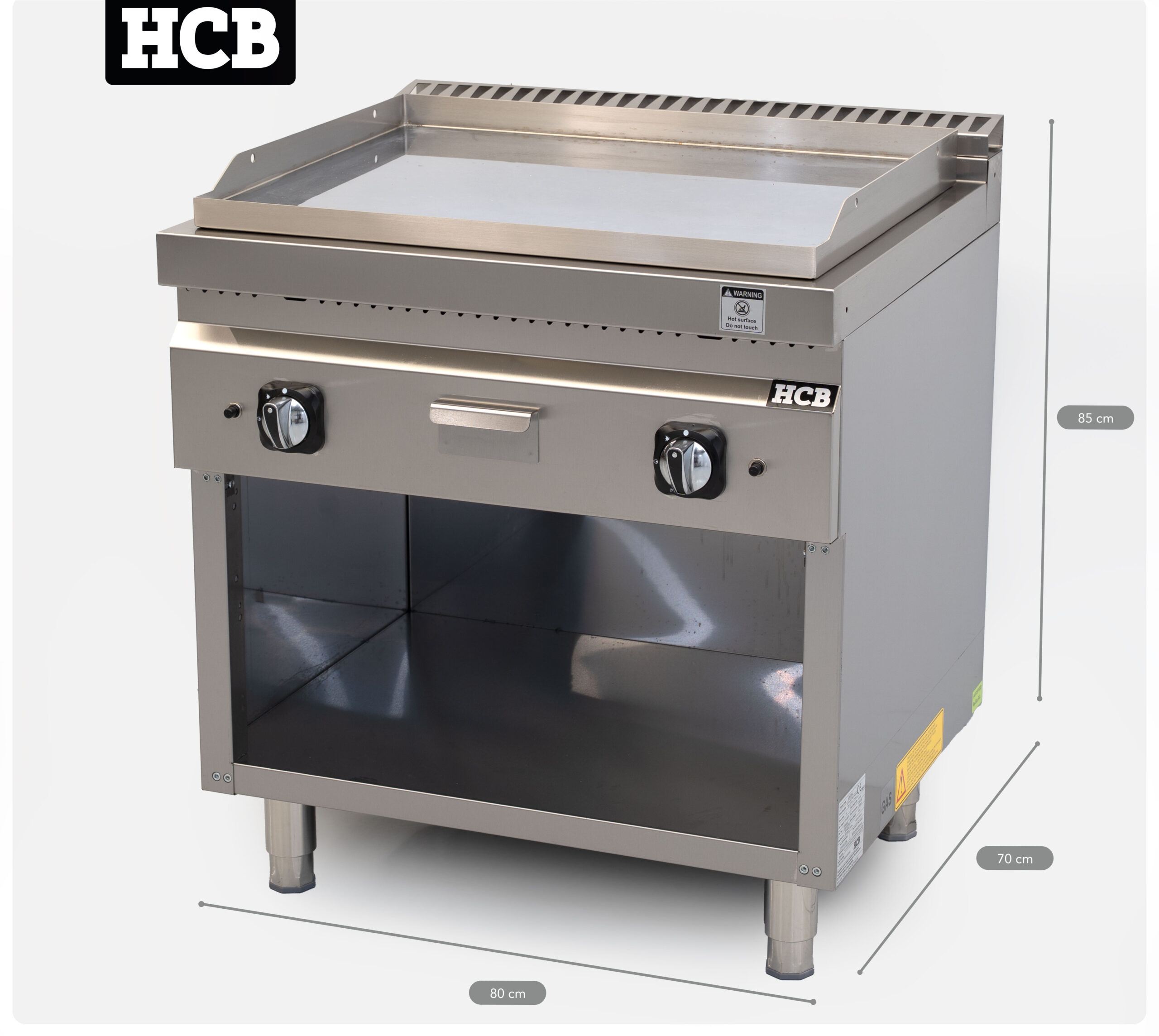 HCB Griddle - 70S - chrome - 13 kW - 80 cm - natural gas - stainless steel