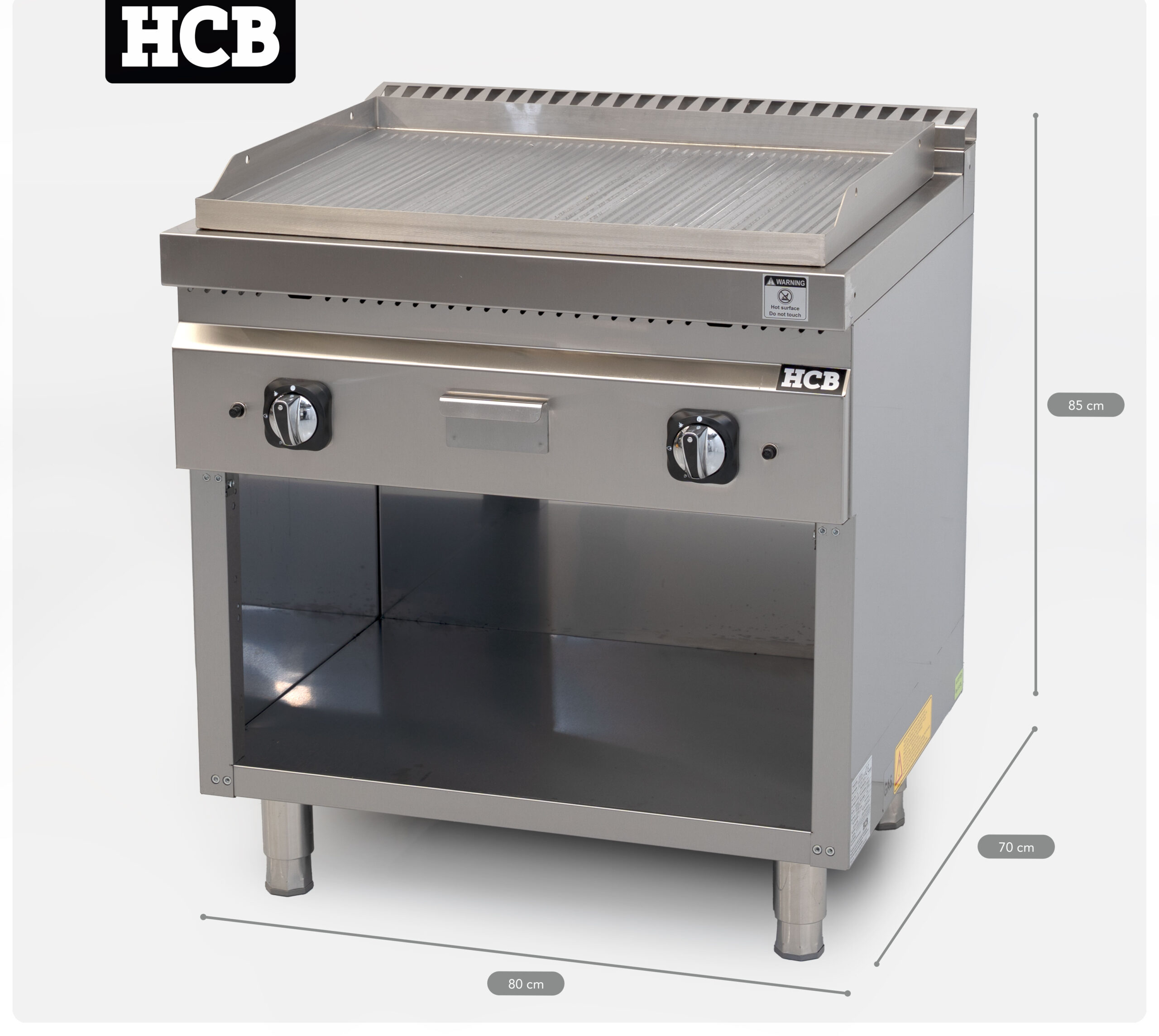 HCB Griddle - 70S - ribbed - 13 kW - 80 cm - natural gas - stainless steel