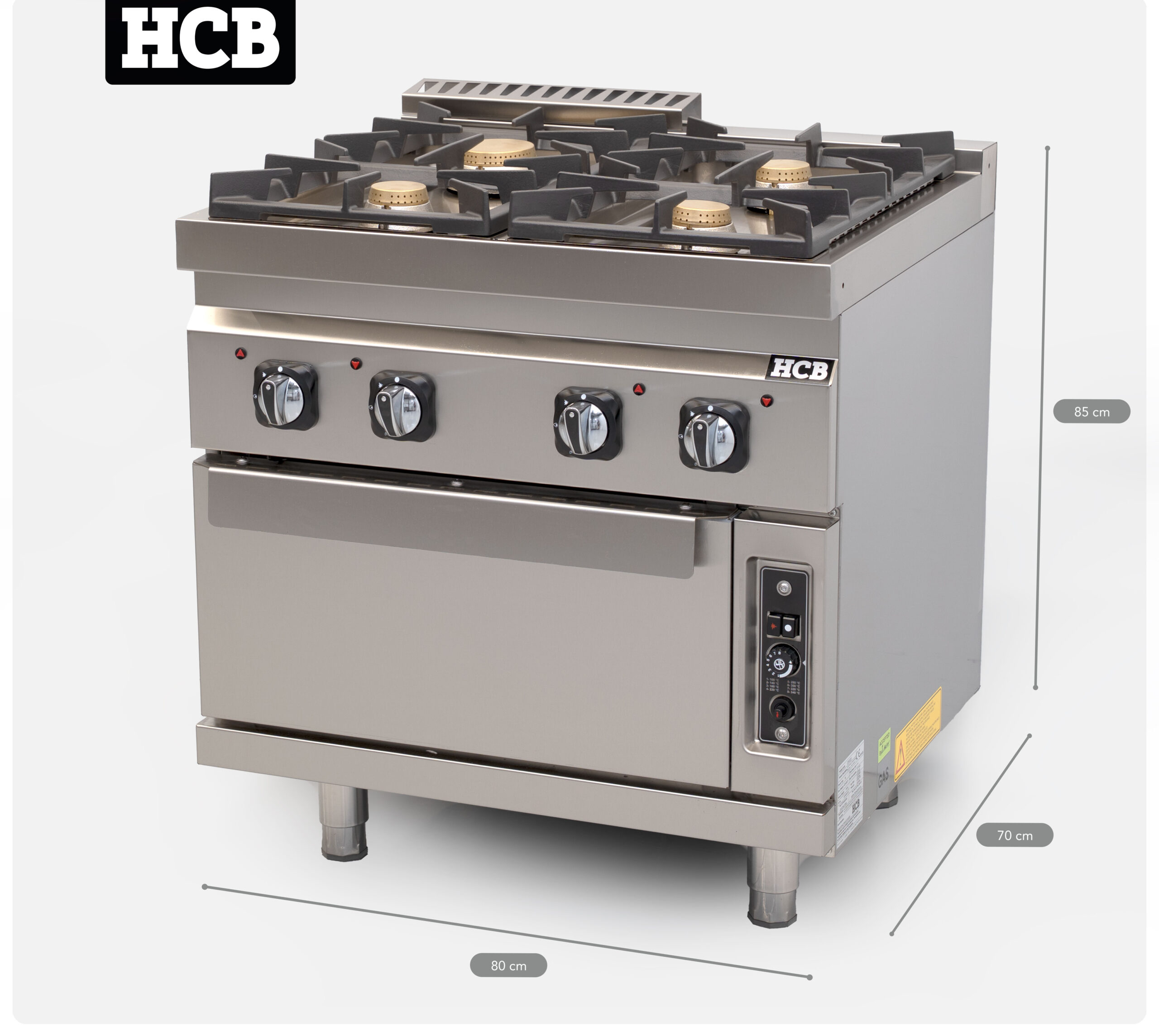 HCB Gas Stove with Oven - 70S - 4 burners - 35 kW - natural gas - stainless steel
